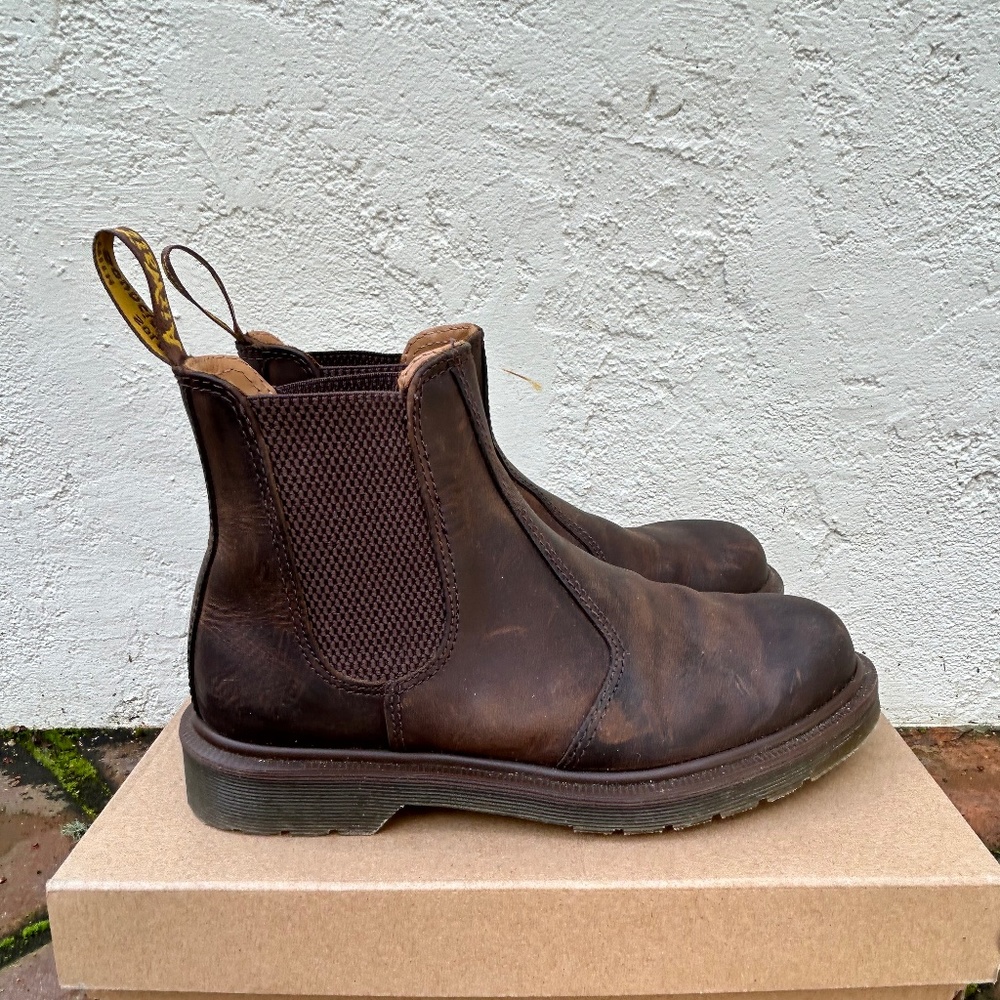 Dr. Martens Brown Leather Chelsea Boots Slip On Airwalk
